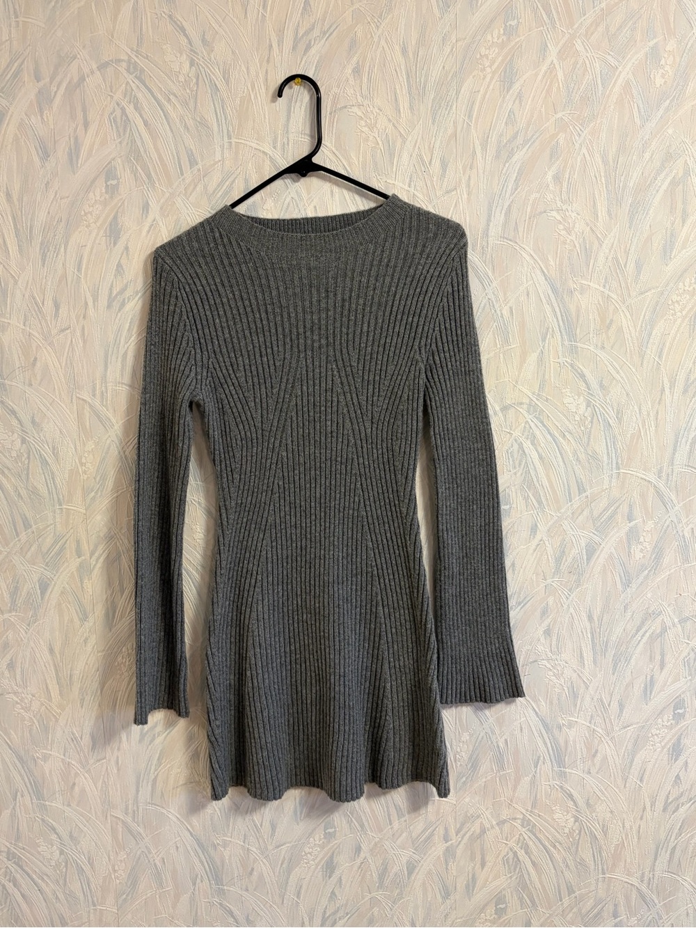 Mango Grey Ribbed Mini Dress
